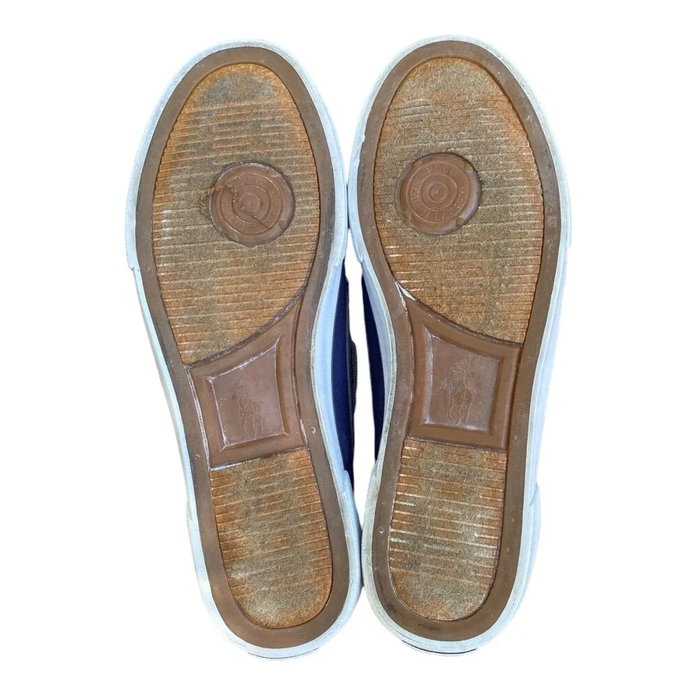 POLO by Ralph Lauren LANDER Men’s 10.5 Boat Shoes Navy Canvas White Trim